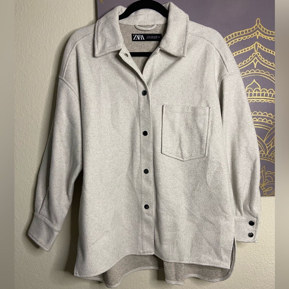 Zara Cream/Oat Button Down Shacket - image 1